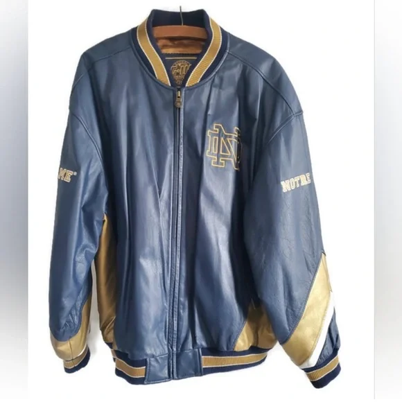 Genuine leather men’s Notre Dame varsity jacket - Picture 2 of 5